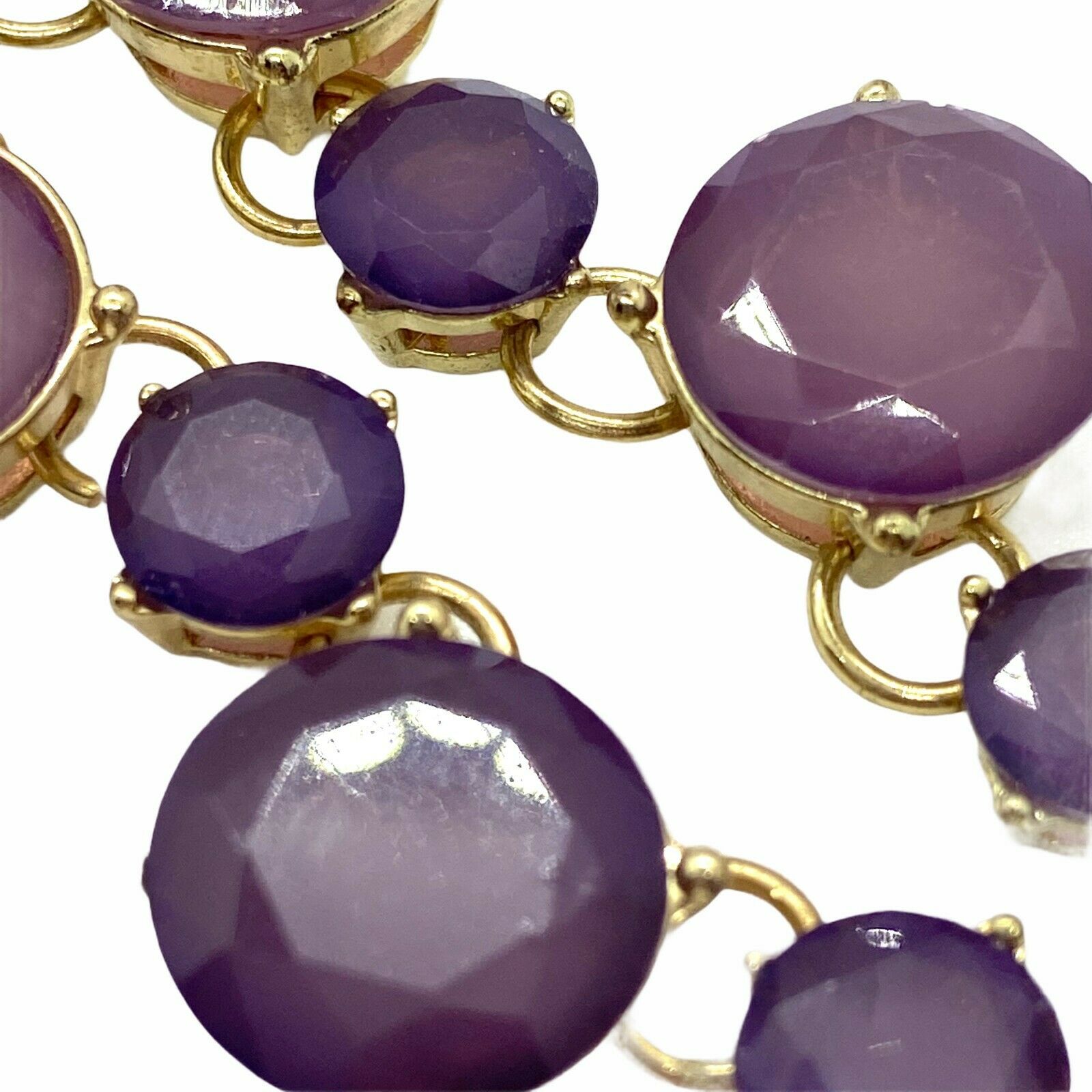 Gold Tone/Purple Sparkle Acrylic Gem Necklace 19